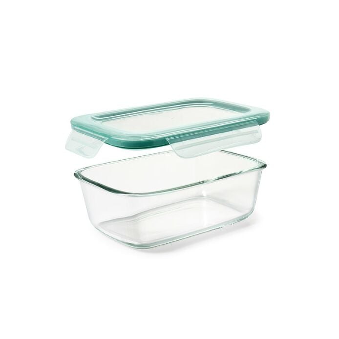 Smart Seal 8 Cup Glass Rectangle Container - Teal D4