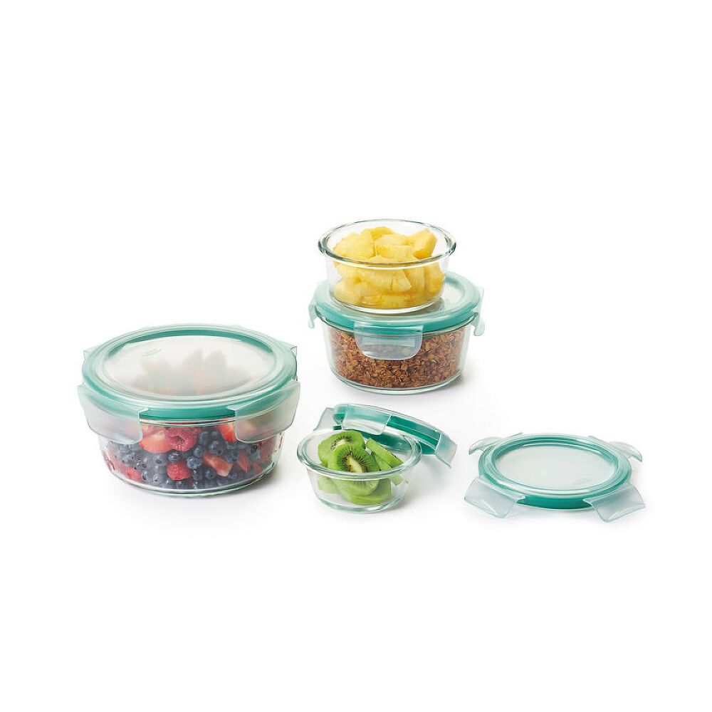 8 Piece Smart Seal Glass Round Container Set S5