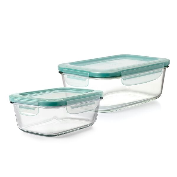 8 Cup Smart Seal Glass Rectangle Container & 3.5 Cup Smart Seal Glass Rectangle Container Bundle Q3
