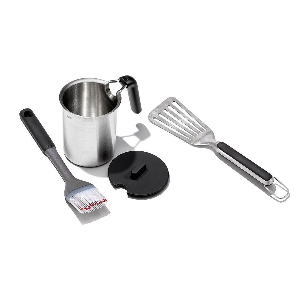 Grilling Basting Pot and Brush Set & Grilling Precision Turner Bundle M1