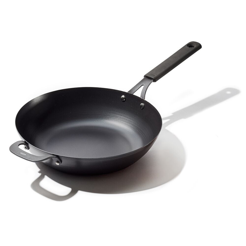 Carbon Steel Obsidian Series 12-Inch Wok with Silicone Sleeve G0
