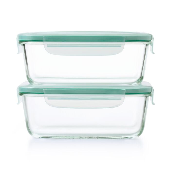 Smart Seal 8 Cup Glass Rectangle Container - Teal D4