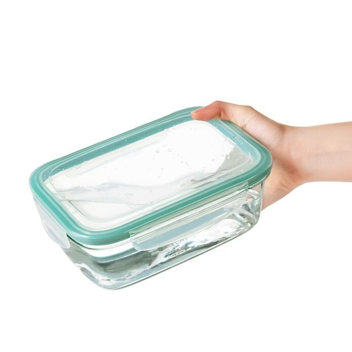 Smart Seal 8 Cup Glass Rectangle Container - Teal D4