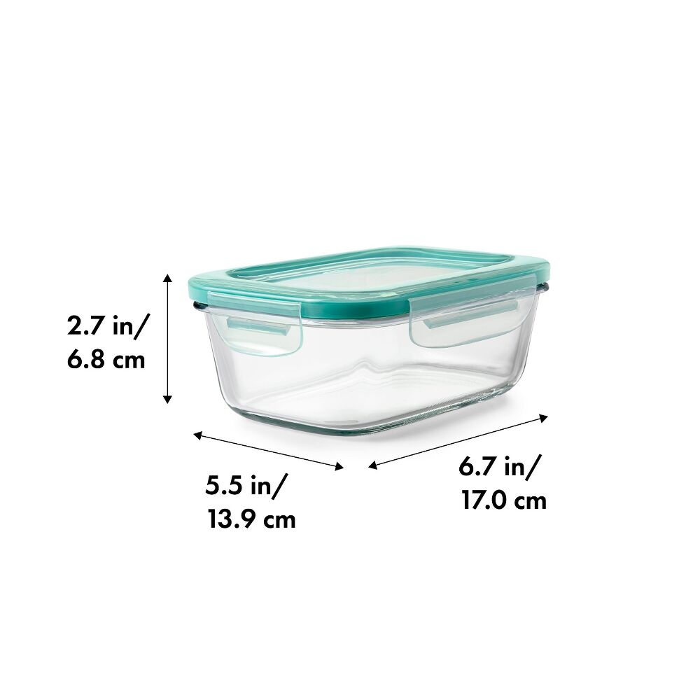 Smart Seal 3.5 Cup Glass Rectangle Container - Teal G6