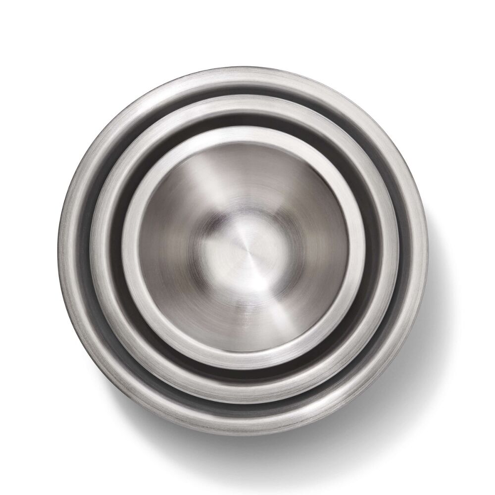 3-Piece Stainless Steel Mixing Bowl Set - Blue/Gray A9
