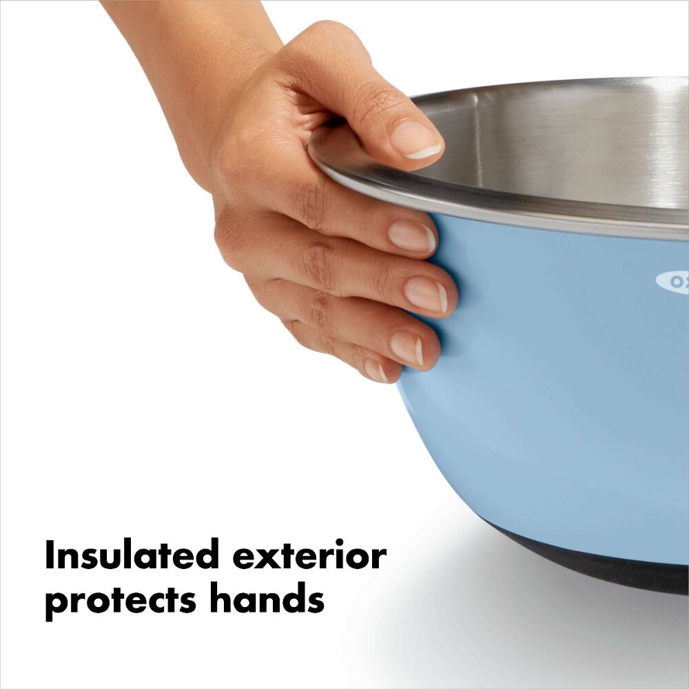 3-Piece Stainless Steel Mixing Bowl Set - Blue/Gray A9