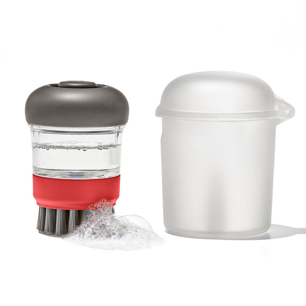 Outdoor Soap Dispensing Dish Brush with Storage Case F7