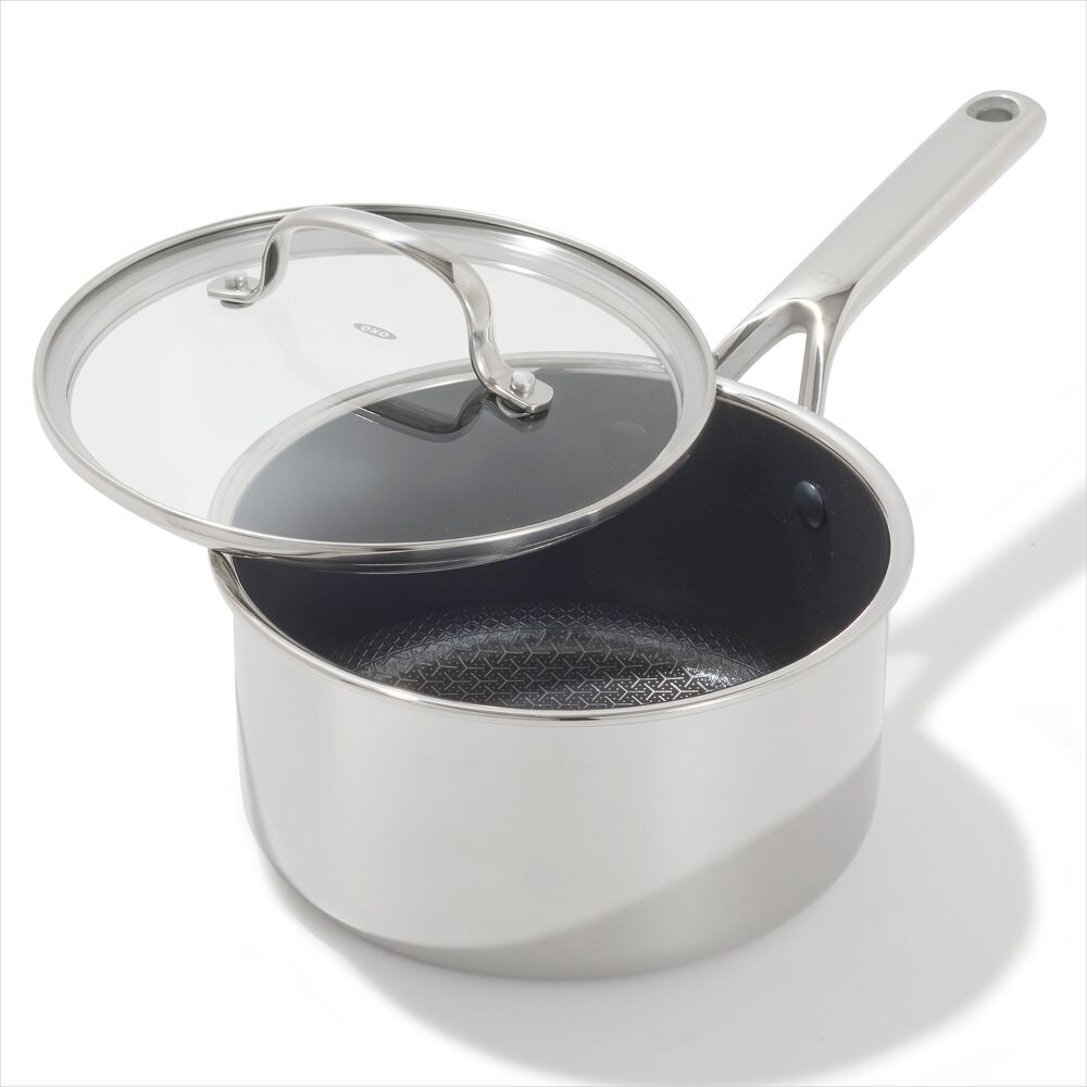 Trident Hybrid Non-Stick Stainless Steel 2.5 Qt Saucepan with Lid V4