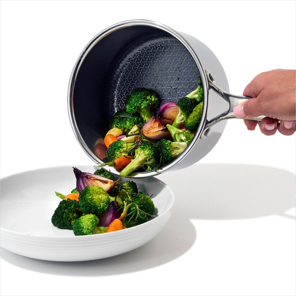 Trident Hybrid Non-Stick Stainless Steel 2.5 Qt Saucepan with Lid V4