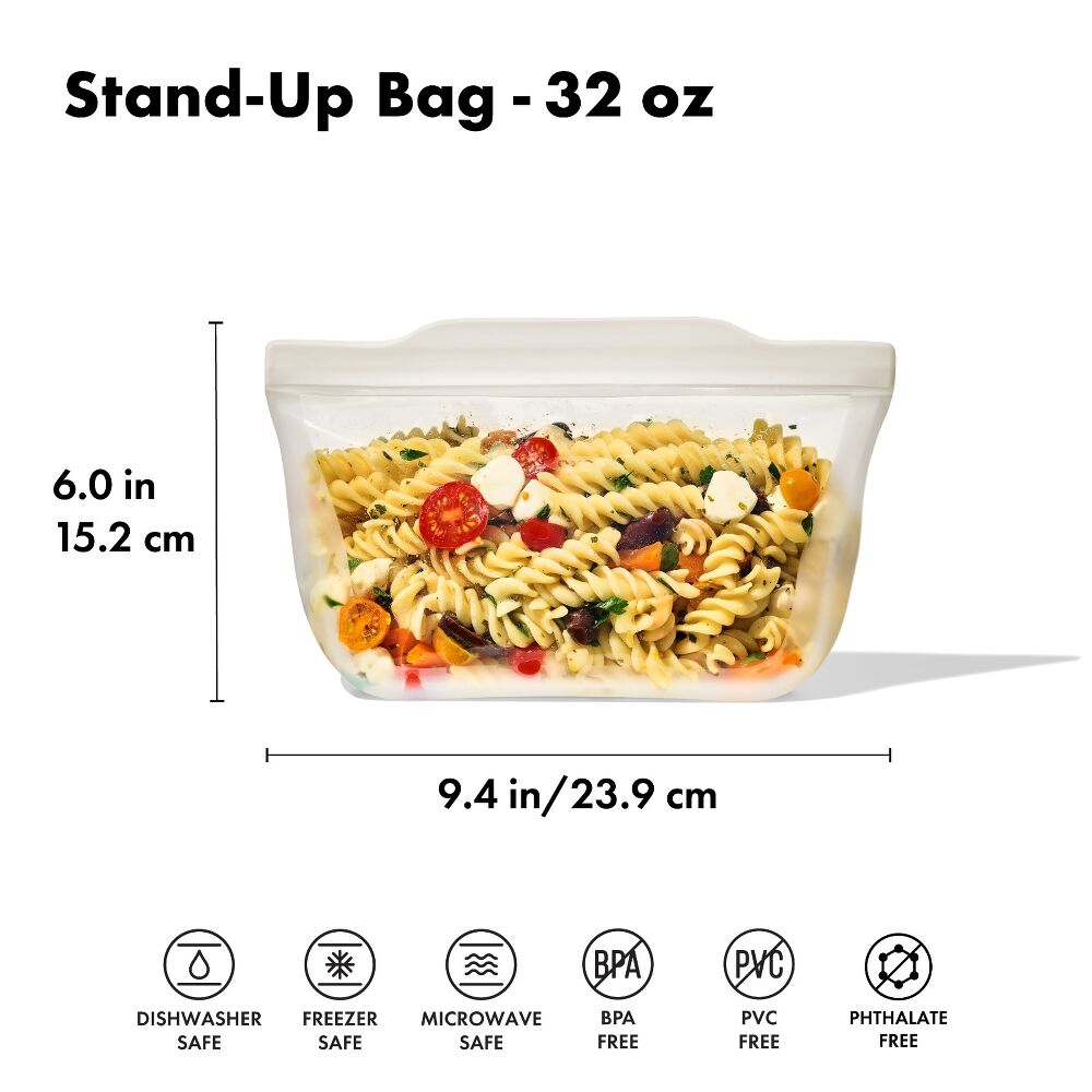 Silicone Reusable Bag - Stand-Up Quart (32 oz) - Oat Y1