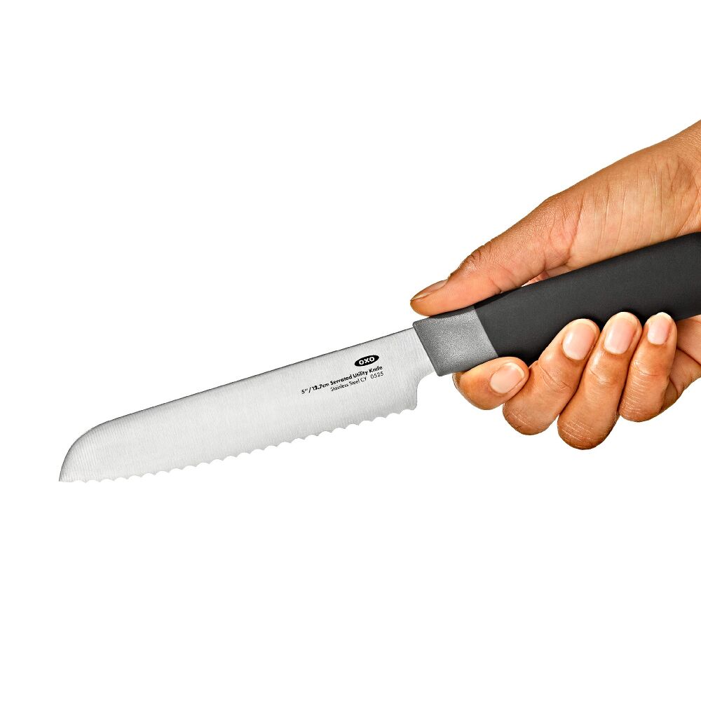 5 in Serrated Utility Knife with Locking Sheath L3
