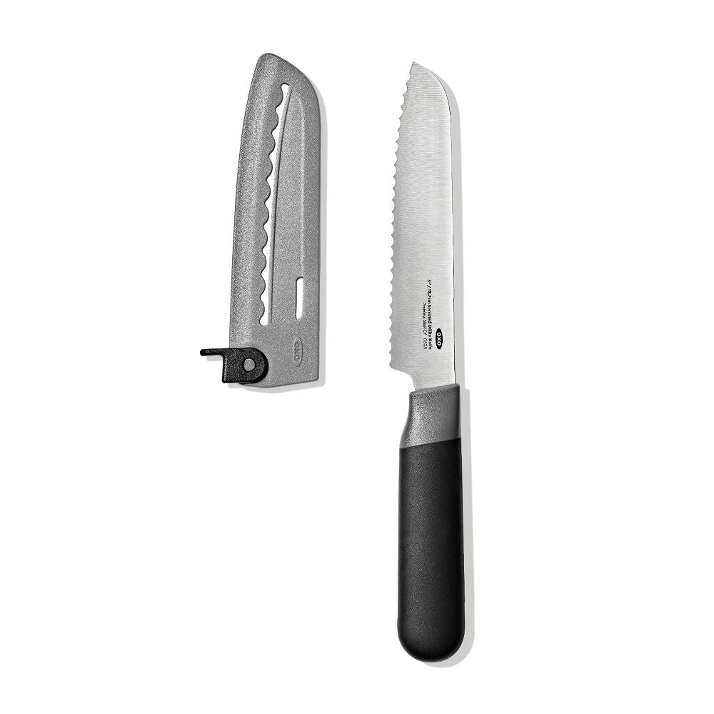 5 in Serrated Utility Knife with Locking Sheath F5