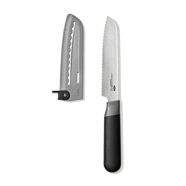 5 in Serrated Utility Knife with Locking Sheath L3