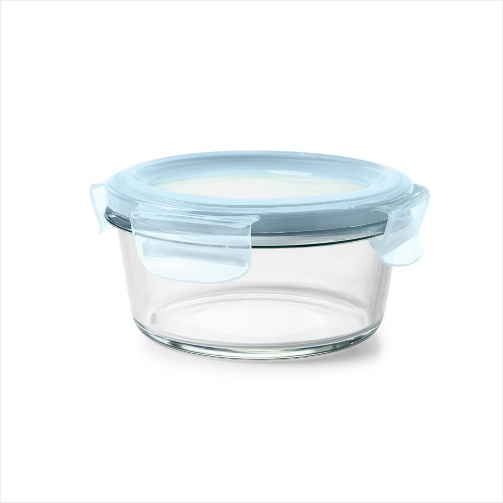 Smart Seal 2-Cup Glass Round Container - Arctic Blue J6