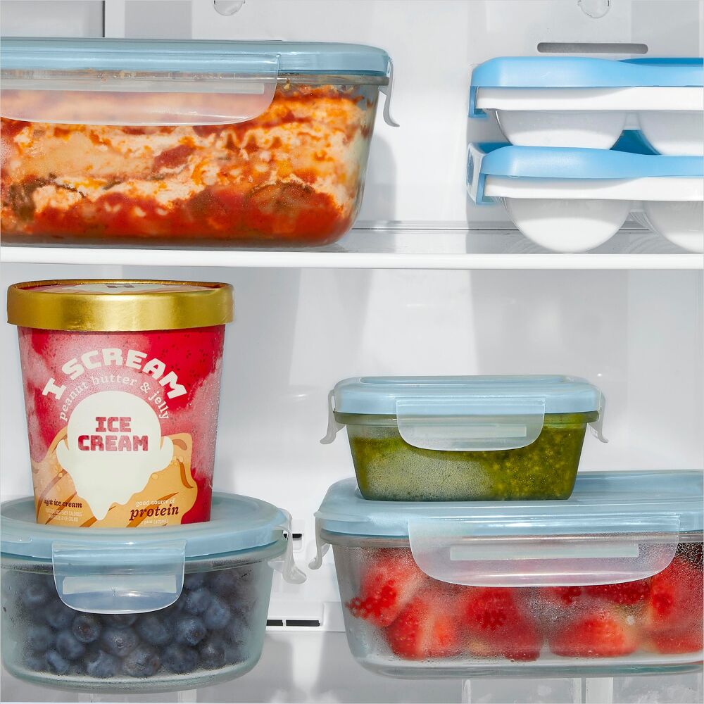 Smart Seal 2-Cup Glass Round Container - Arctic Blue J6