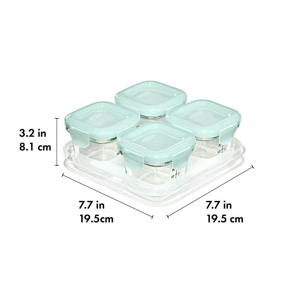 Glass Baby Blocks Food Storage Containers (4 oz) - Opal V6