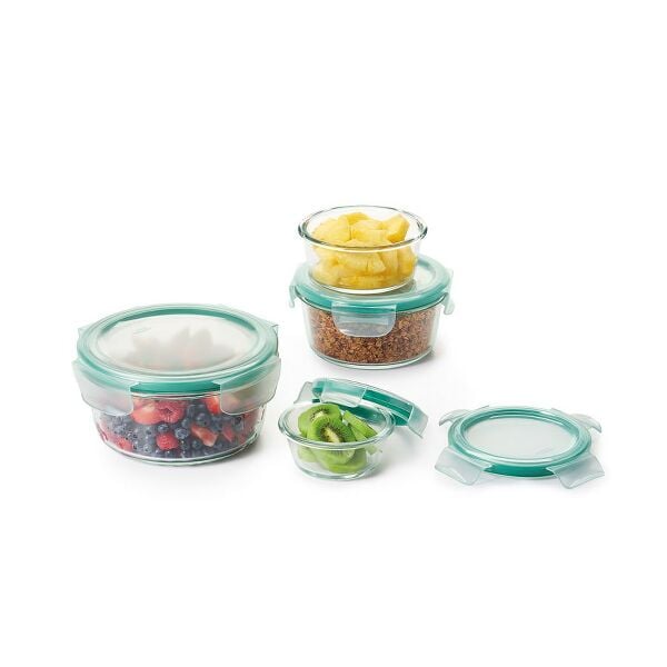 8 Piece Smart Seal Glass Round Container Set S5