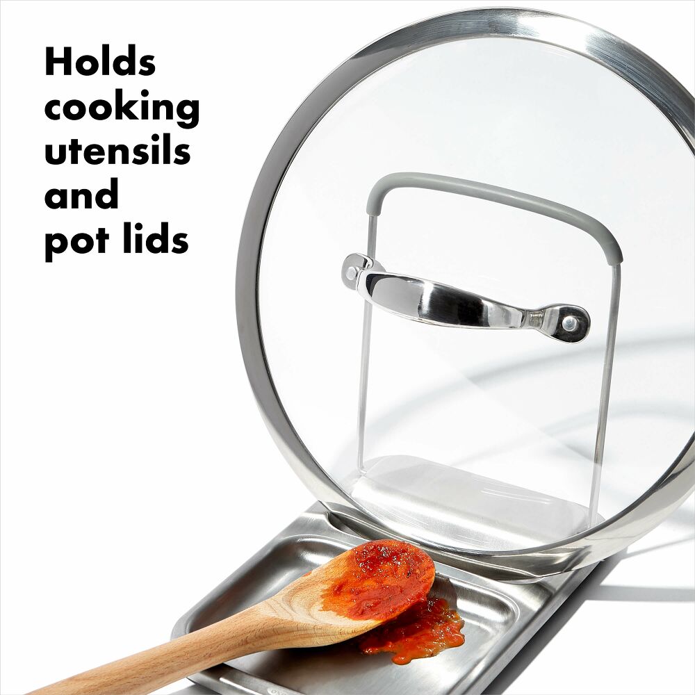 Stainless Steel Spoon Rest with Lid Holder N1