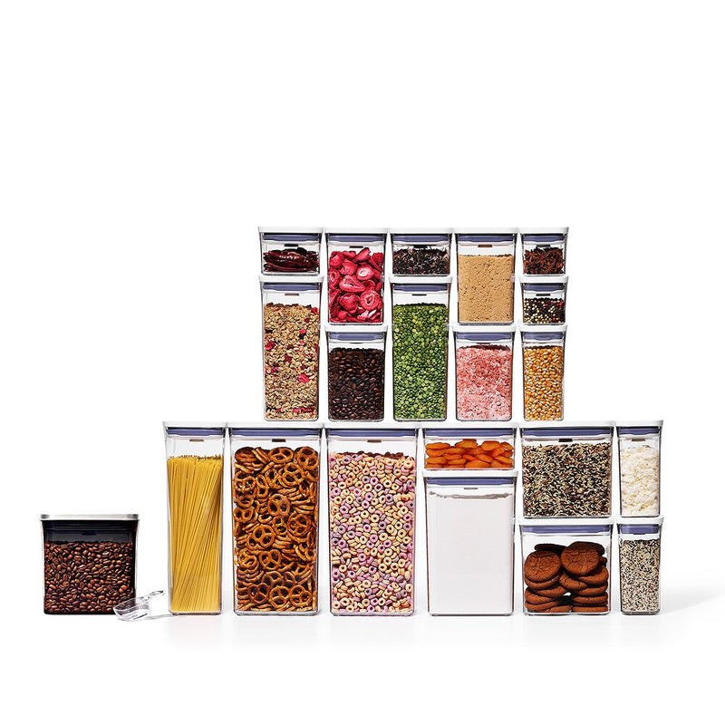 20-Piece POP Container Set & Steel Coffee POP Container (1.7 Qt) with Scoop Bundle H8