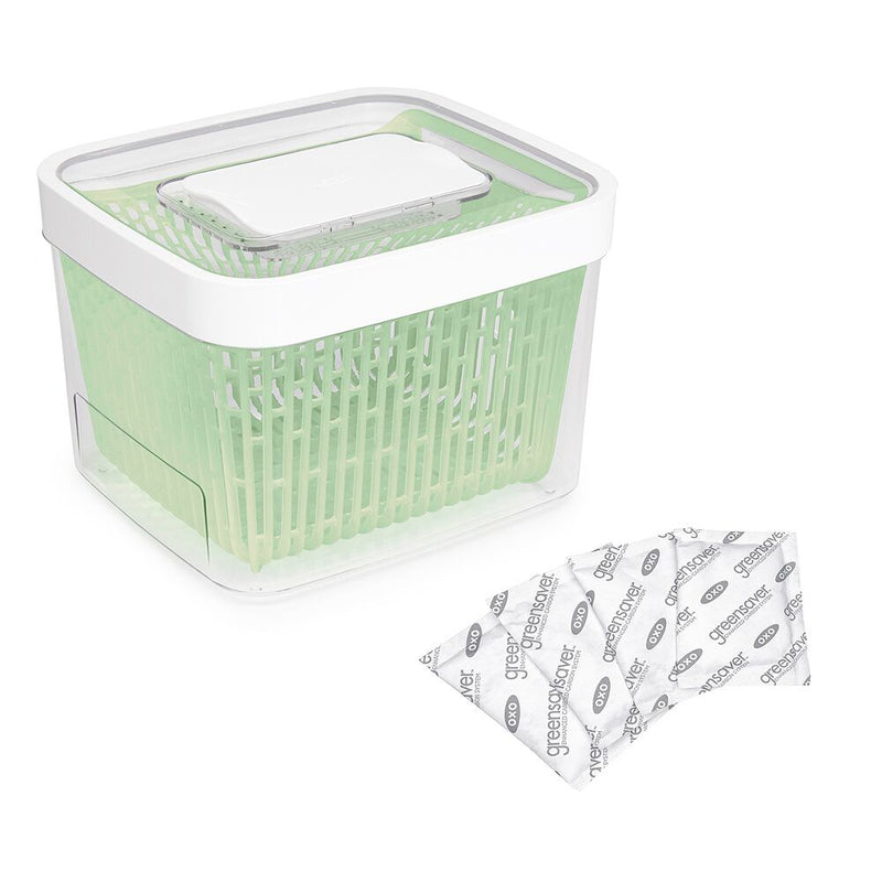 GreenSaver Produce Keeper (4.3 Qt) & GreenSaver Carbon Filter Refills - 4 Pack Bundle S3