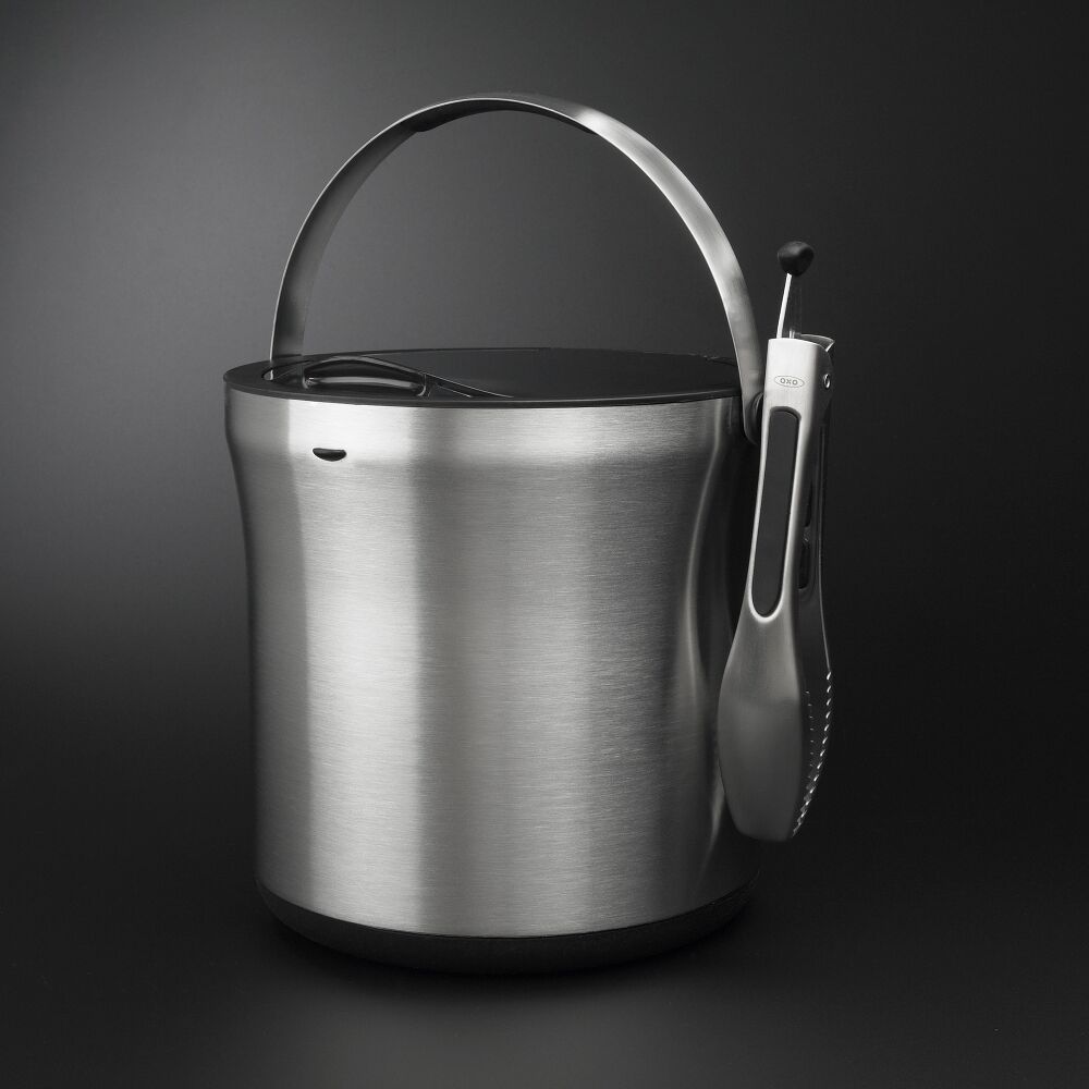 Steel Ice Bucket & Tong Set W0