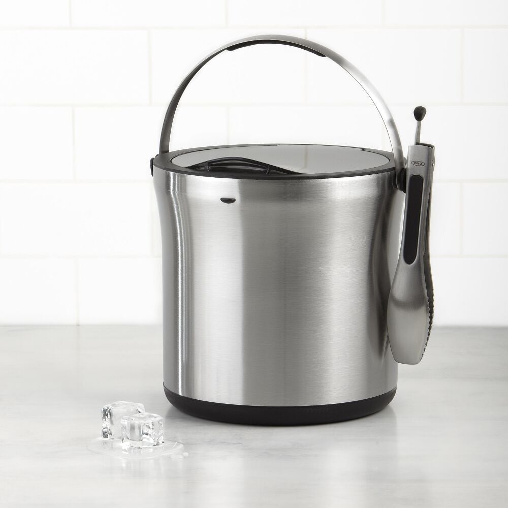 Steel Ice Bucket & Tong Set W0
