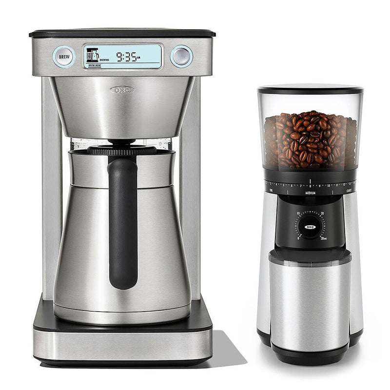 12-Cup Coffee Maker with Podless Single-Serve Function & Conical Burr Coffee Grinder Bundle E1