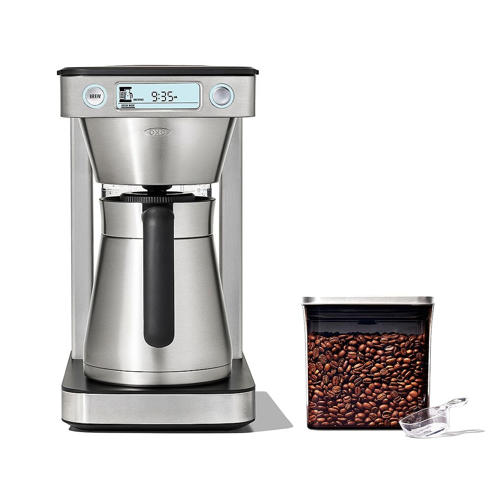 12-Cup Coffee Maker with Podless Single-Serve Function & Steel Coffee POP Container (1.7 Qt) with Scoop Bundle V7