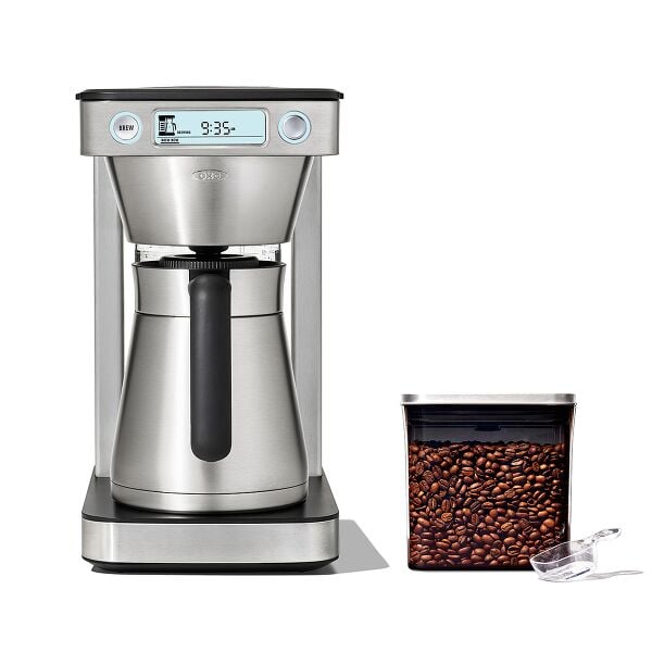 12-Cup Coffee Maker with Podless Single-Serve Function & Steel Coffee POP Container (1.7 Qt) with Scoop Bundle V7