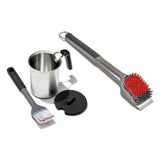 Grilling Basting Pot and Brush Set & Nylon Grill Brush for Cold Cleaning Bundle U0