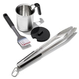 Grilling Basting Pot and Brush Set & Grilling Tongs with Built-In Bottle Opener Bundle J5