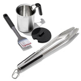 Grilling Basting Pot and Brush Set & Grilling Tongs with Built-In Bottle Opener Bundle J1