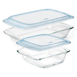 Glass Baking Dish with Lid (2.0 Qt) & Glass Baking Dish with Lid (3.0 Qt) Bundle J4