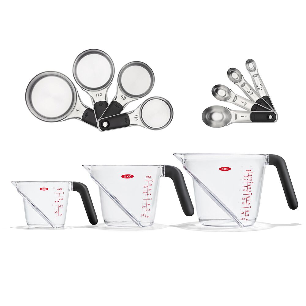 3 Piece Angled Measuring Cup Set & Stainless Steel Measuring Cups and Spoons Set Bundle H7