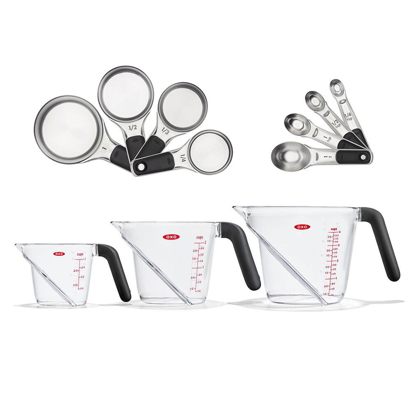 3 Piece Angled Measuring Cup Set & Stainless Steel Measuring Cups and Spoons Set Bundle H7