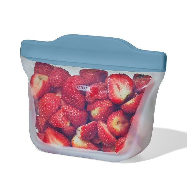 Silicone Reusable Bag  Stand-Up Snack (12 oz) - Ocean Blue Q5