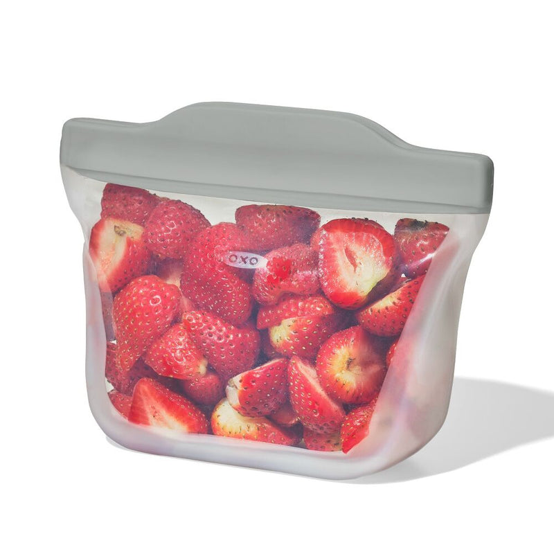 Silicone Reusable Bag  Stand-Up Snack (12 oz) - Fog U2