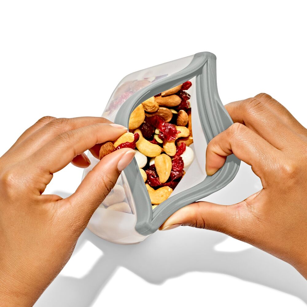 Silicone Reusable Bag  Stand-Up Snack (12 oz) - Fog U2