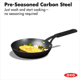 Carbon Steel Obsidian Series 8-Inch Frypan with Silicone Sleeve E5