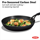 OXO Carbon Steel Obsidian Series 12-Inch Frypan with Silicone Sleeve A5