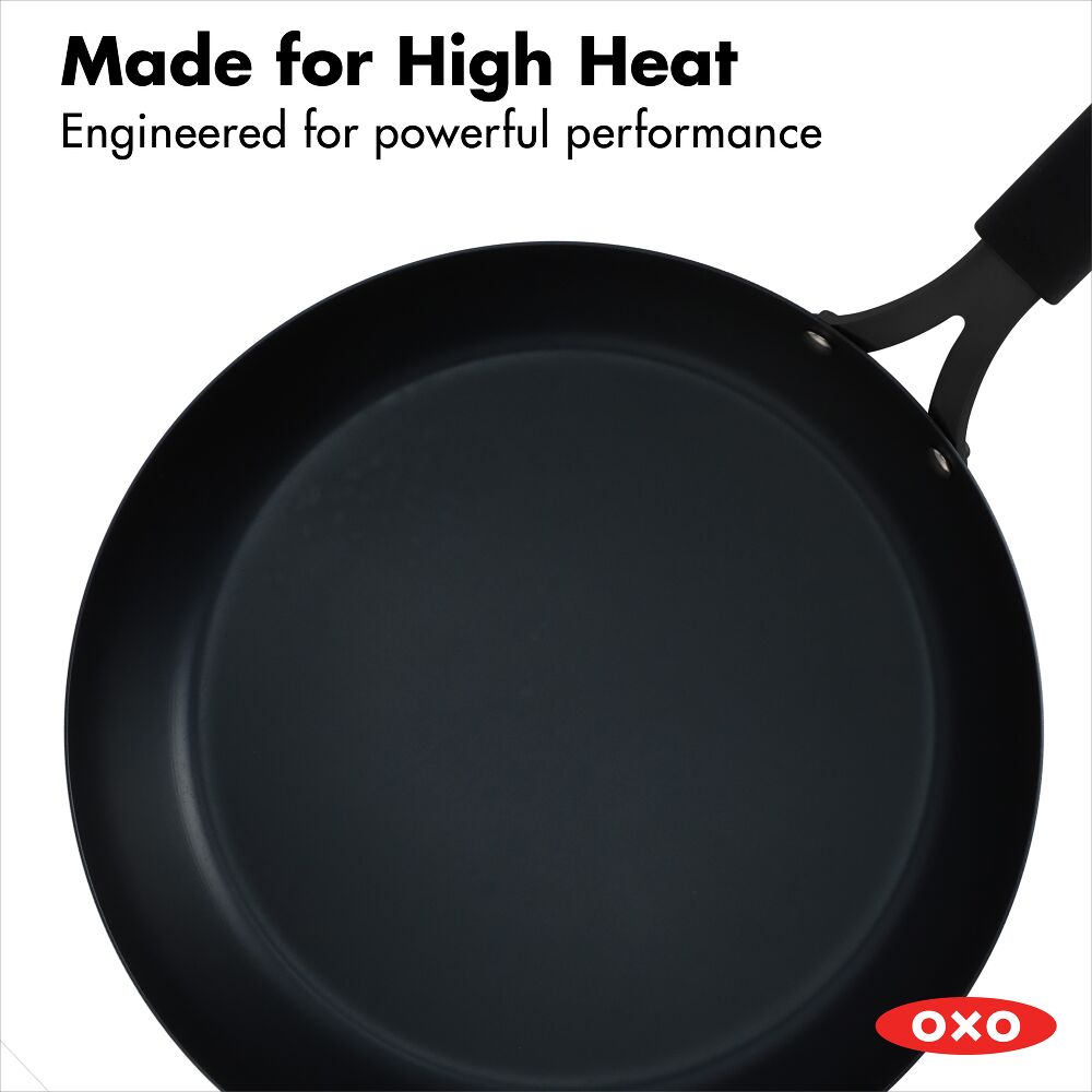 OXO Carbon Steel Obsidian Series 12-Inch Frypan with Silicone Sleeve A5