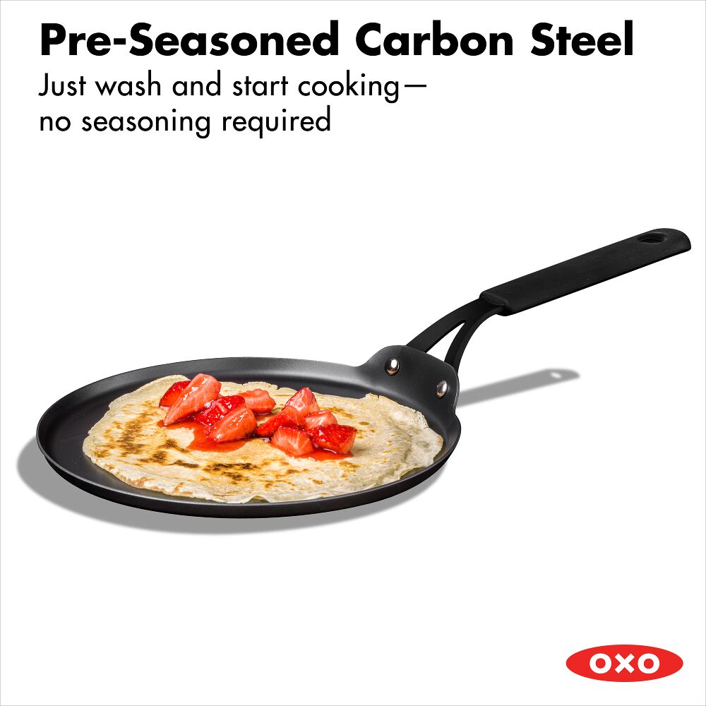 Obsidian Carbon Steel 10-Inch Crêpe Pan with Silicone Sleeve L6