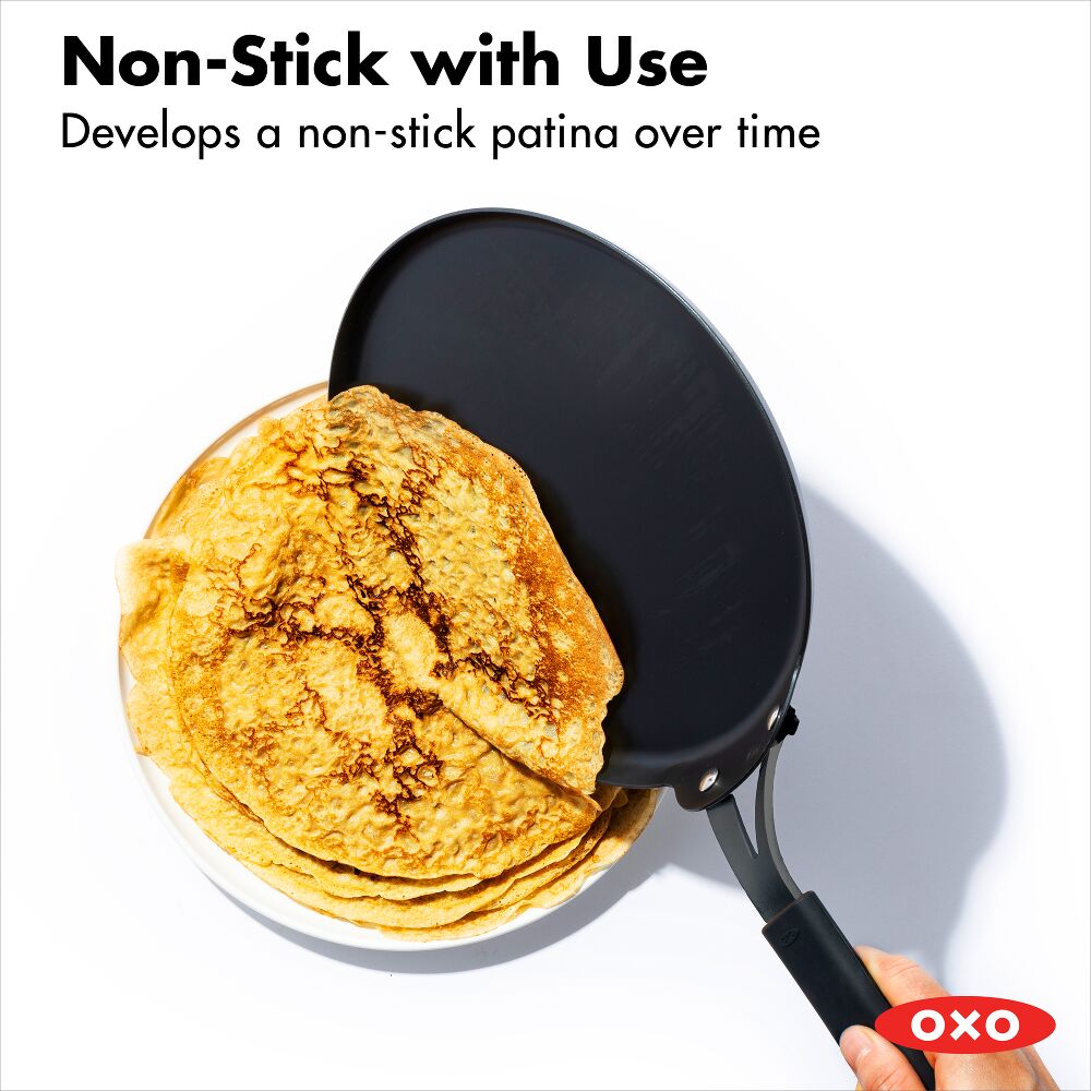 Obsidian Carbon Steel 10-Inch Crêpe Pan with Silicone Sleeve L6
