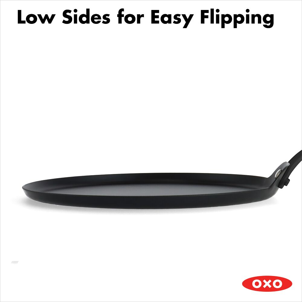 Obsidian Carbon Steel 10-Inch Crêpe Pan with Silicone Sleeve L6