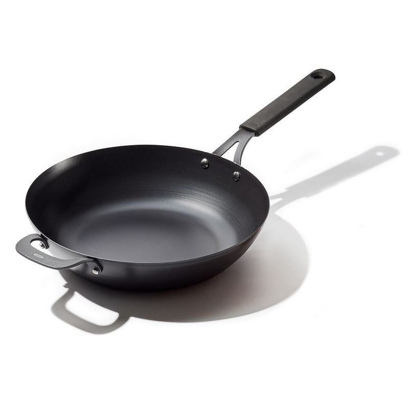 Carbon Steel Obsidian Series 12-Inch Wok with Silicone Sleeve F7