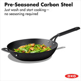 Carbon Steel Obsidian Series 12-Inch Wok with Silicone Sleeve F7