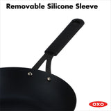 Carbon Steel Obsidian Series 12-Inch Wok with Silicone Sleeve F7