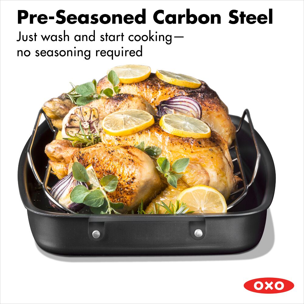Carbon Steel Obsidian Series Roaster with Rack E1