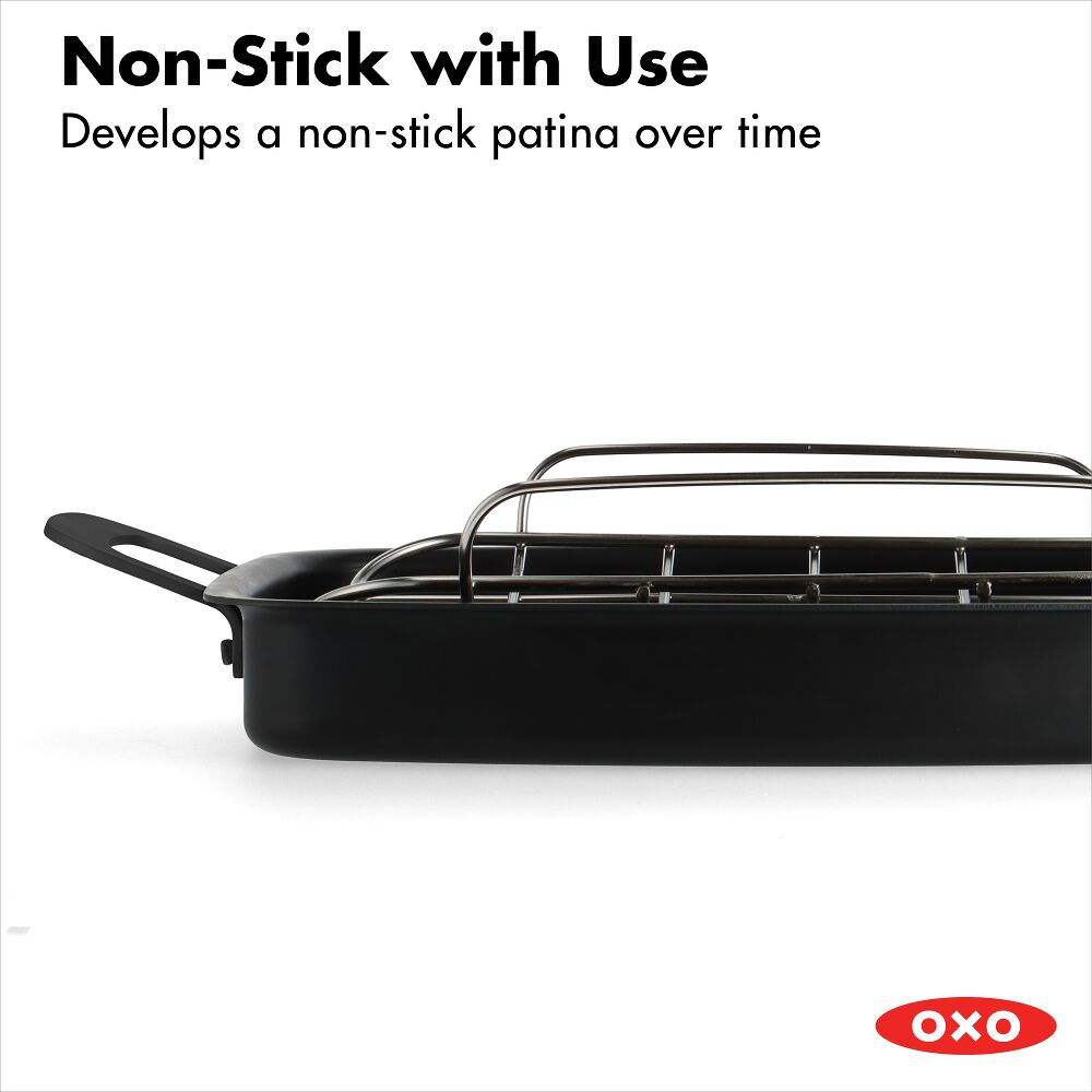 Carbon Steel Obsidian Series Roaster with Rack E1