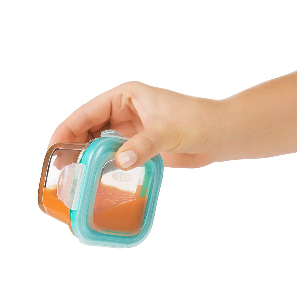 Baby Blocks Glass Food Storage Containers 4 Oz - Tot Teal O4